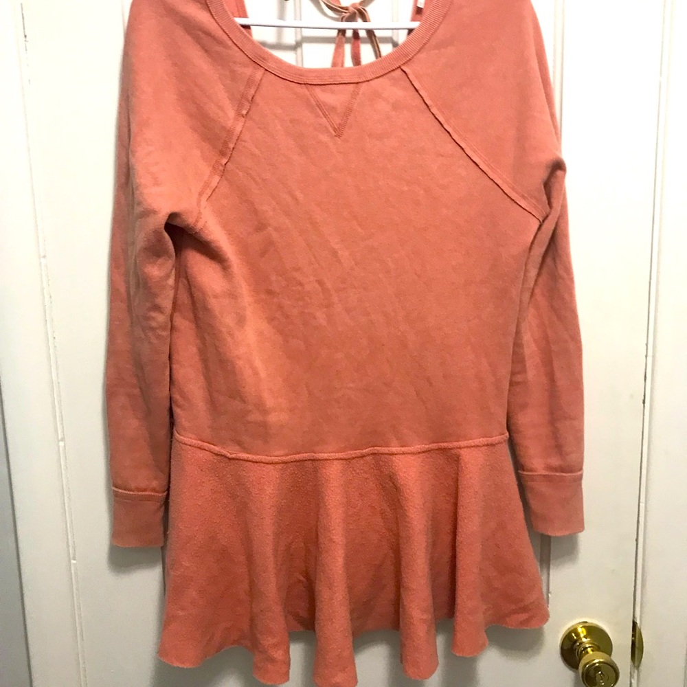 Free People Pink Peplum Sweatshirt Mini Dress with Pockets - Picture 8 of 11